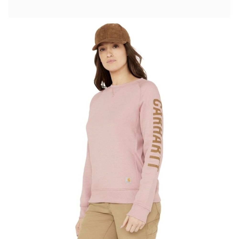 Carhartt Logo Sleeve Graphic Fleece Lined Crewneck Sweatshirt TS4410-W  Sm NWOT